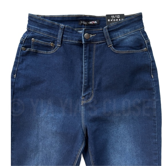 Fashion Nova Women's SZ 11 No Good For Each Other/Dark Denim Stretch Jeans NWT - Picture 6 of 10